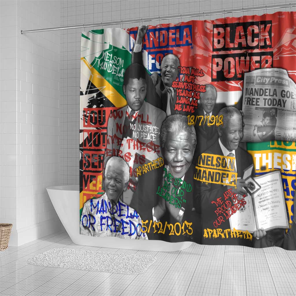 Nelson Mandela Shower Curtain Street Spray Art Recreating The Life Of A Great Man - Wonder Print Shop