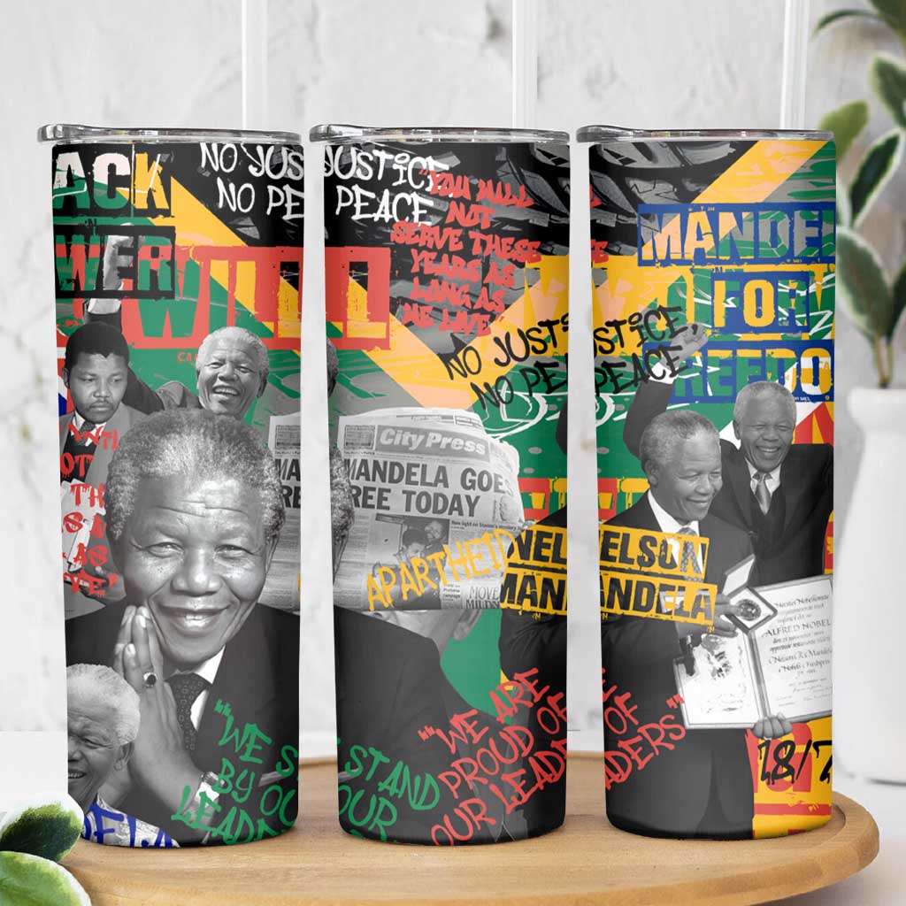 Nelson Mandela Skinny Tumbler Street Spray Art Recreating The Life Of A Great Man - Wonder Print Shop