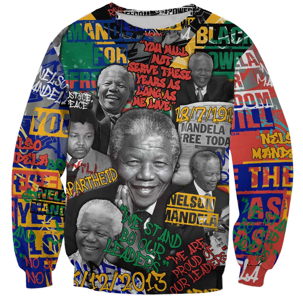 Nelson Mandela Sweatshirt Street Spray Art Recreating The Life Of A Great Man - Wonder Print Shop