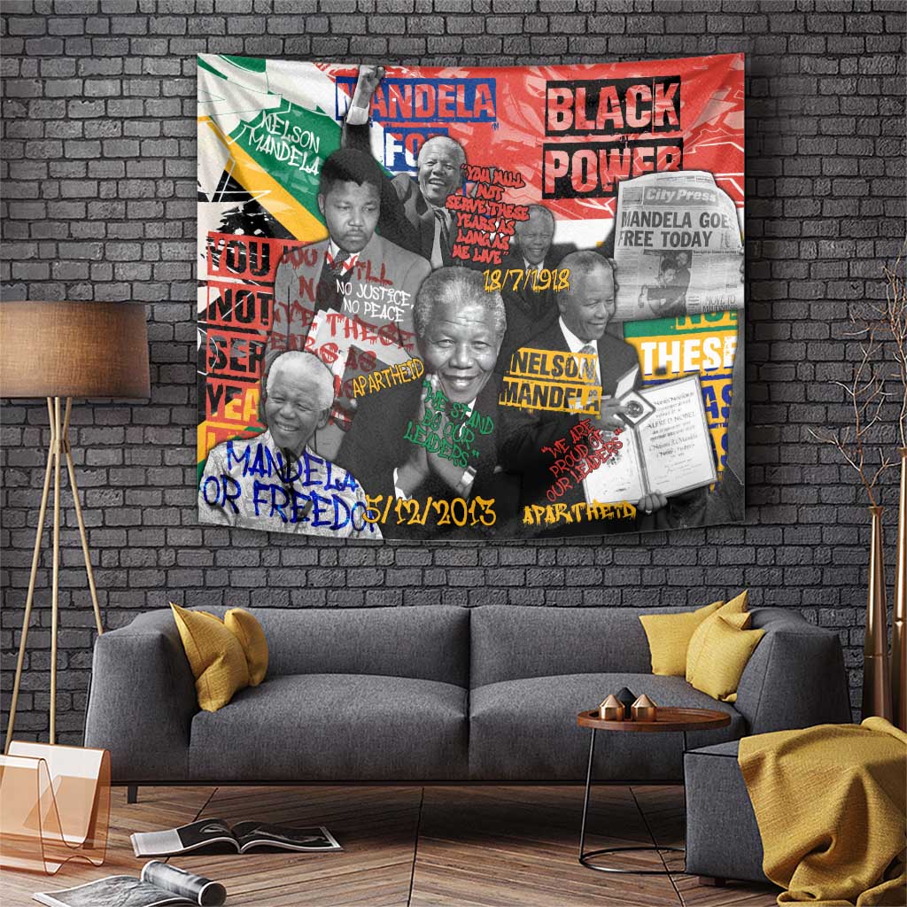 Nelson Mandela Tapestry Street Spray Art Recreating The Life Of A Great Man - Wonder Print Shop