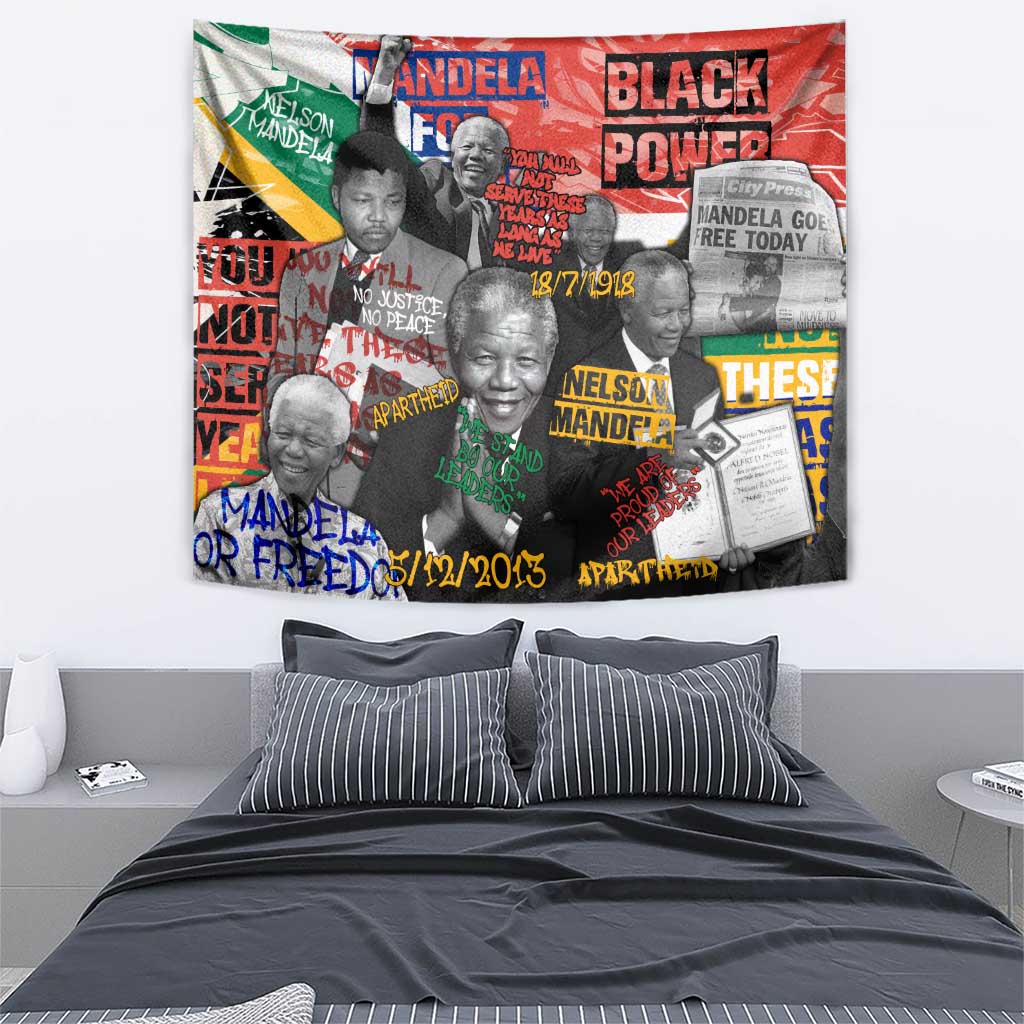 Nelson Mandela Tapestry Street Spray Art Recreating The Life Of A Great Man - Wonder Print Shop