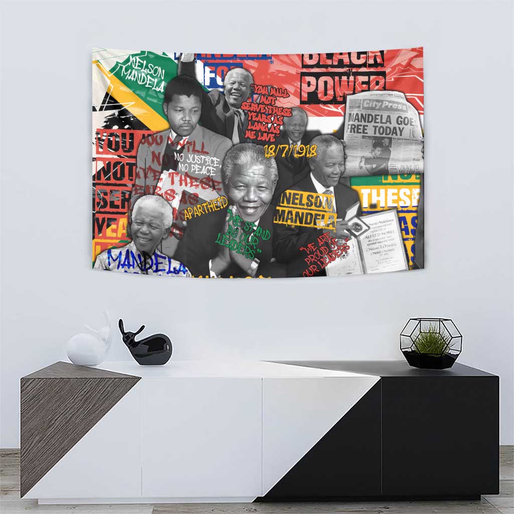 Nelson Mandela Tapestry Street Spray Art Recreating The Life Of A Great Man - Wonder Print Shop