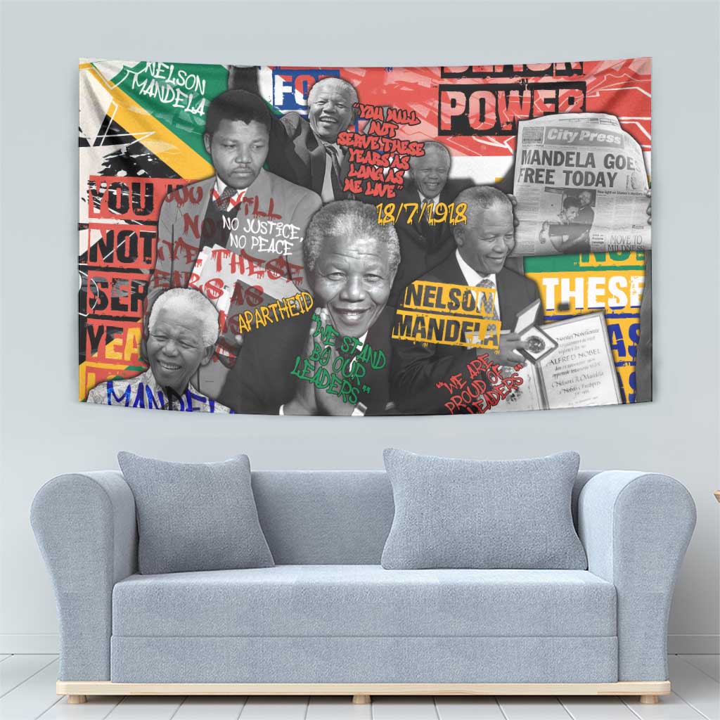 Nelson Mandela Tapestry Street Spray Art Recreating The Life Of A Great Man - Wonder Print Shop
