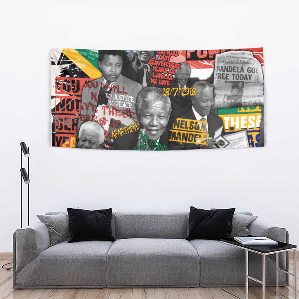 Nelson Mandela Tapestry Street Spray Art Recreating The Life Of A Great Man - Wonder Print Shop