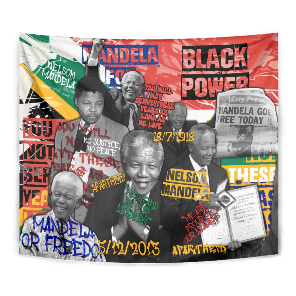 Nelson Mandela Tapestry Street Spray Art Recreating The Life Of A Great Man - Wonder Print Shop