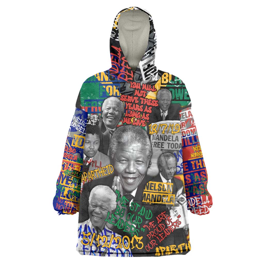 Nelson Mandela Wearable Blanket Hoodie Street Spray Art Recreating The Life Of A Great Man - Wonder Print Shop
