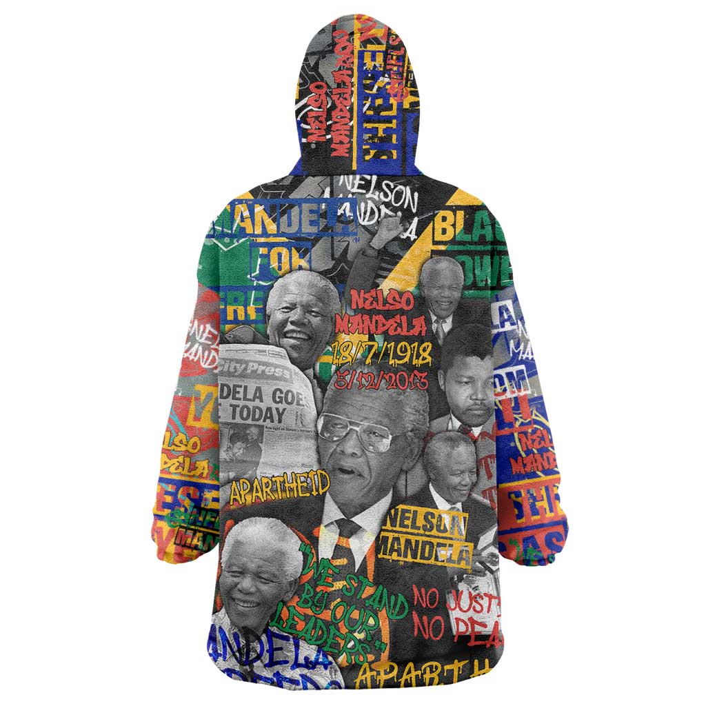 Nelson Mandela Wearable Blanket Hoodie Street Spray Art Recreating The Life Of A Great Man - Wonder Print Shop