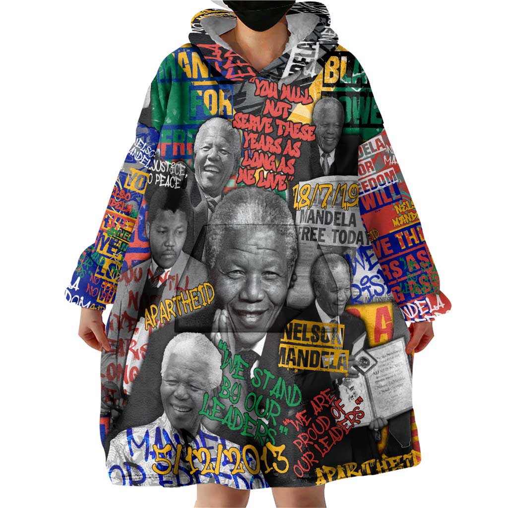 Nelson Mandela Wearable Blanket Hoodie Street Spray Art Recreating The Life Of A Great Man - Wonder Print Shop