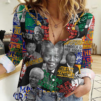 Nelson Mandela Women Casual Shirt Street Spray Art Recreating The Life Of A Great Man - Wonder Print Shop