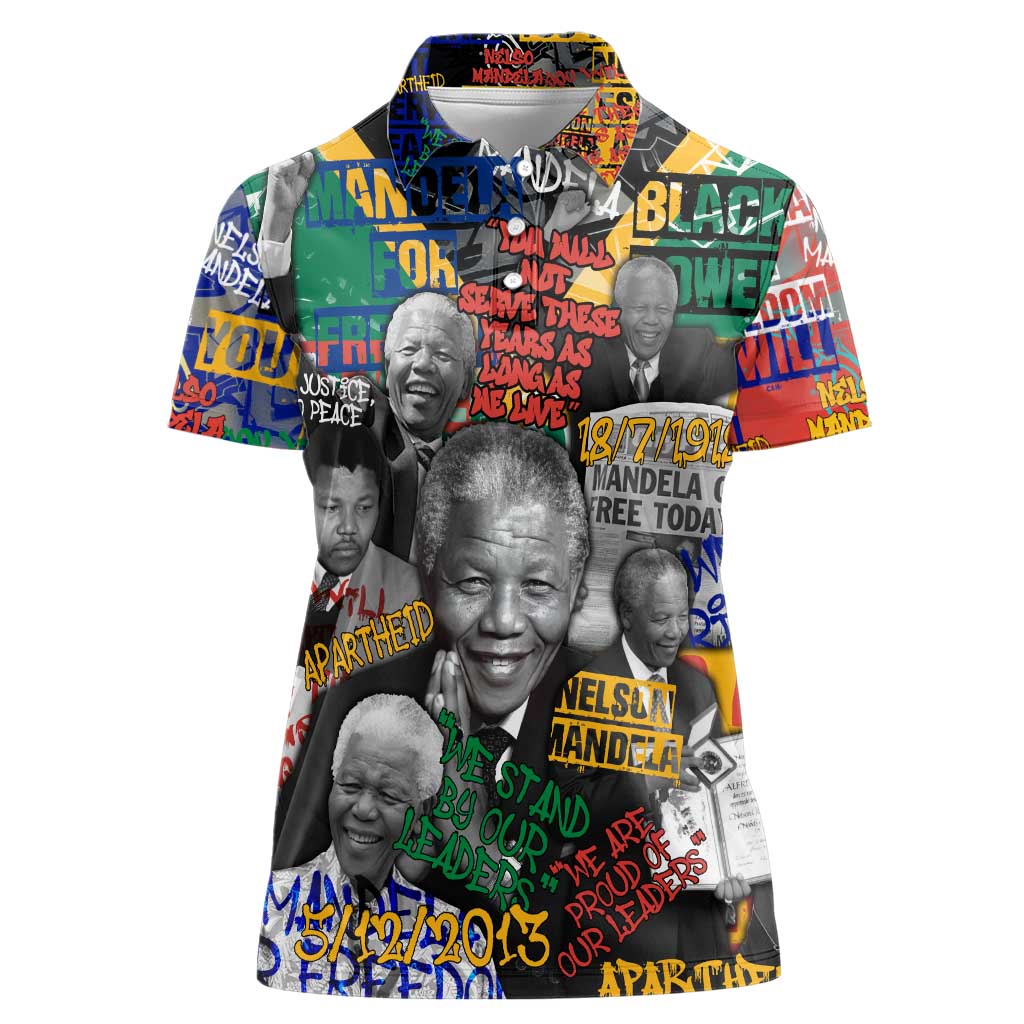 Nelson Mandela Women Polo Shirt Street Spray Art Recreating The Life Of A Great Man - Wonder Print Shop