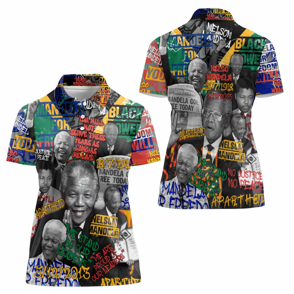 Nelson Mandela Women Polo Shirt Street Spray Art Recreating The Life Of A Great Man - Wonder Print Shop