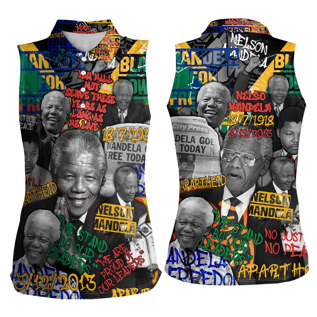 Nelson Mandela Women Sleeveless Polo Shirt Street Spray Art Recreating The Life Of A Great Man - Wonder Print Shop