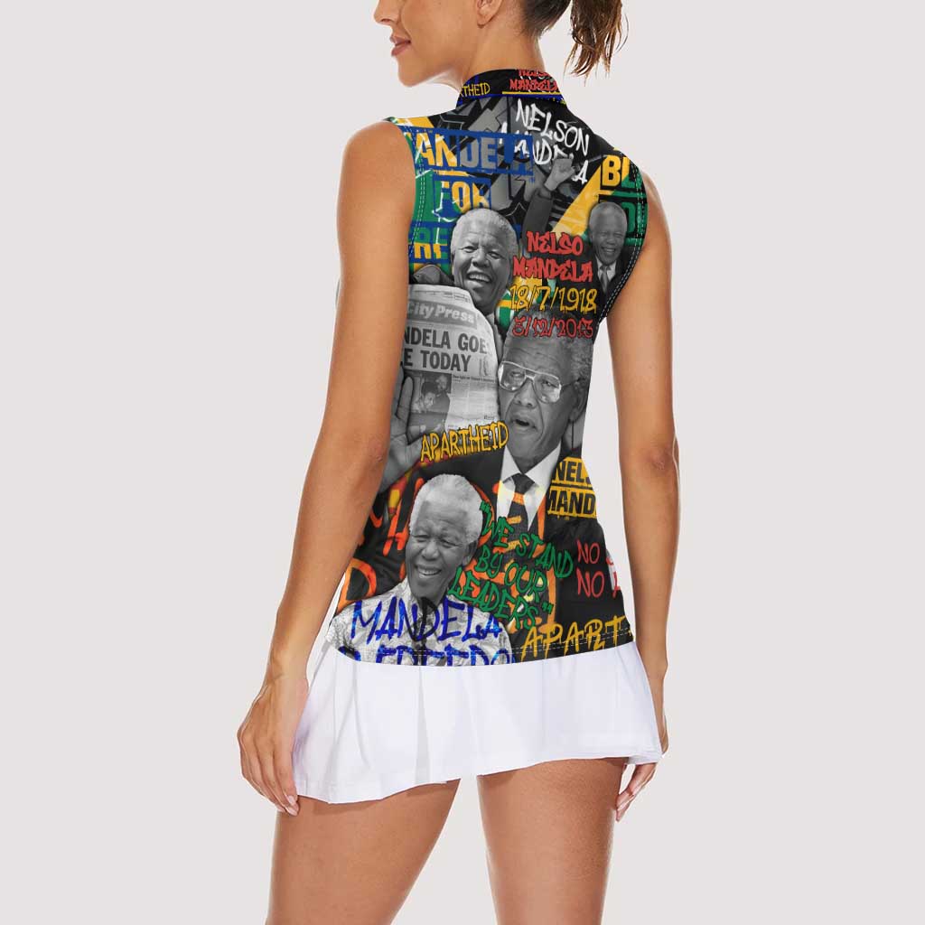 Nelson Mandela Women Sleeveless Polo Shirt Street Spray Art Recreating The Life Of A Great Man - Wonder Print Shop