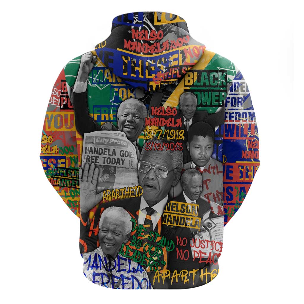 Nelson Mandela Zip Hoodie Street Spray Art Recreating The Life Of A Great Man - Wonder Print Shop