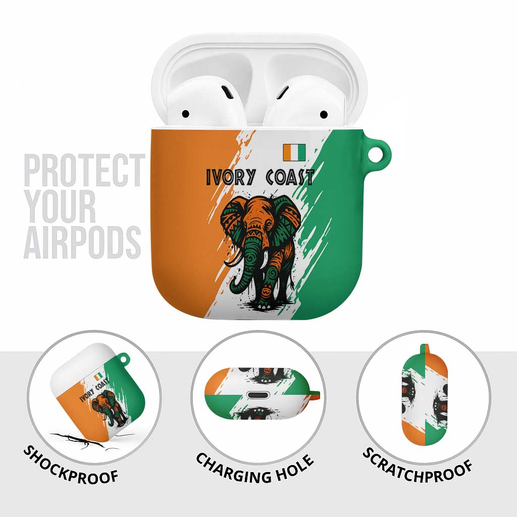 Ivory Coast AirPods Case with Tribal Elephant and Paint Splash Design - Wonder Print Shop