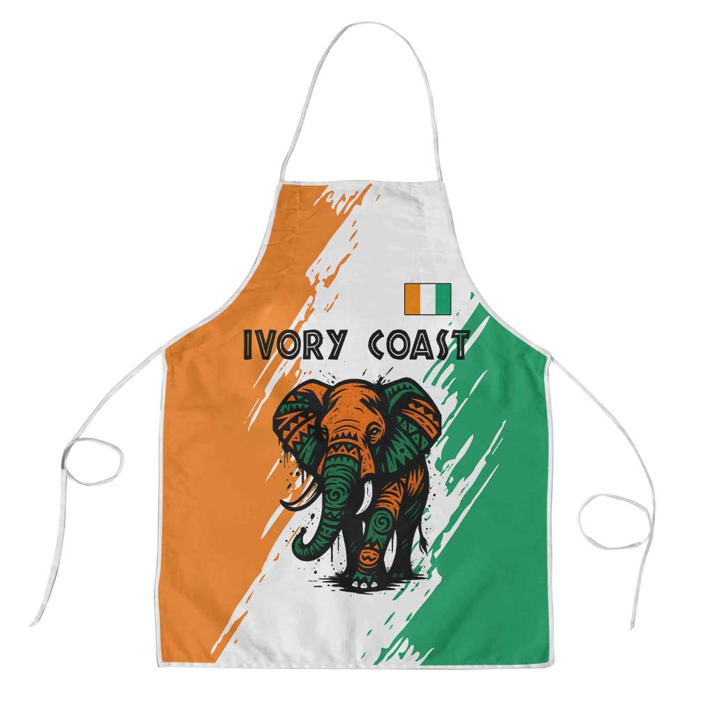 Ivory Coast Apron with Tribal Elephant and Paint Splash Design - Wonder Print Shop