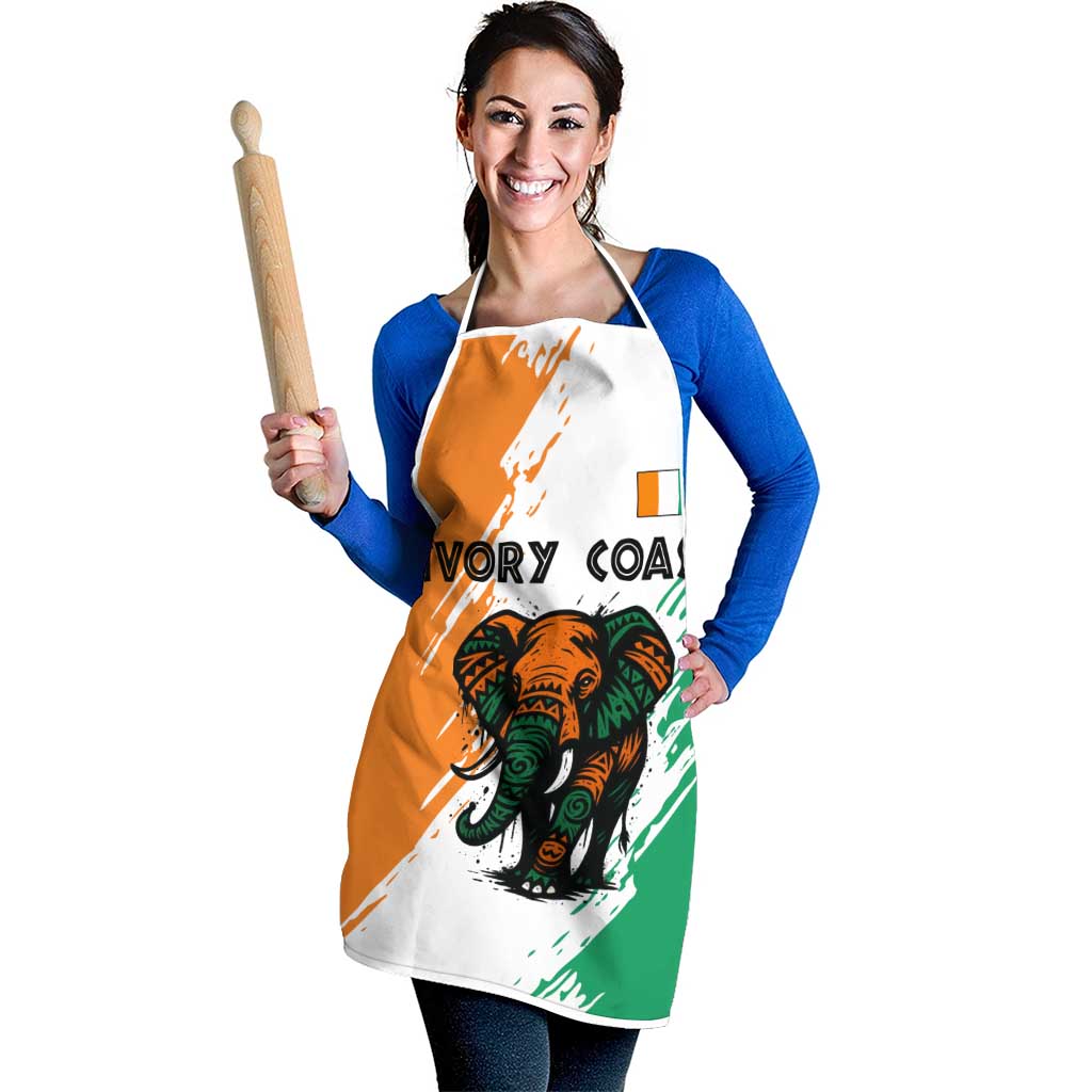 Ivory Coast Apron with Tribal Elephant and Paint Splash Design - Wonder Print Shop
