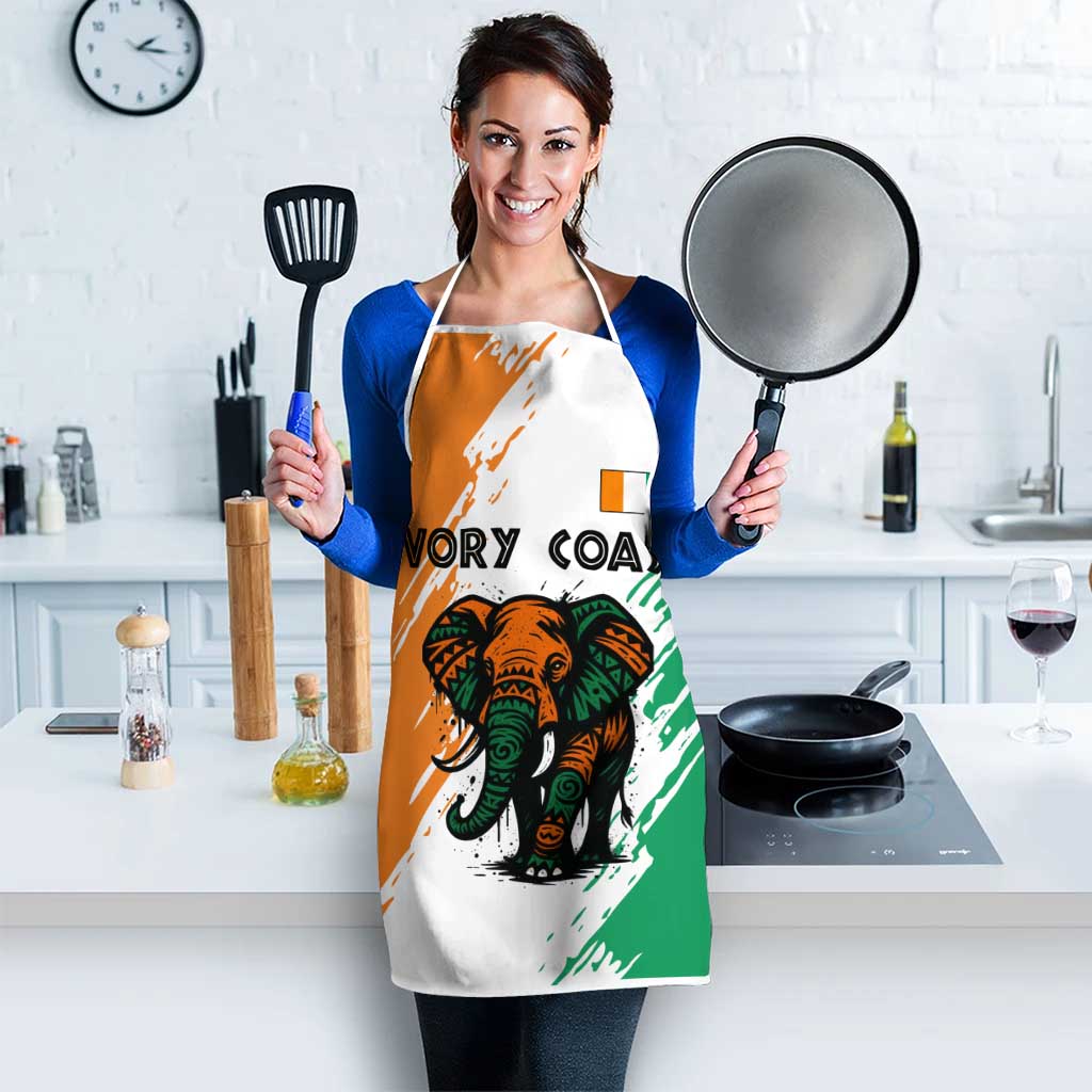 Ivory Coast Apron with Tribal Elephant and Paint Splash Design - Wonder Print Shop