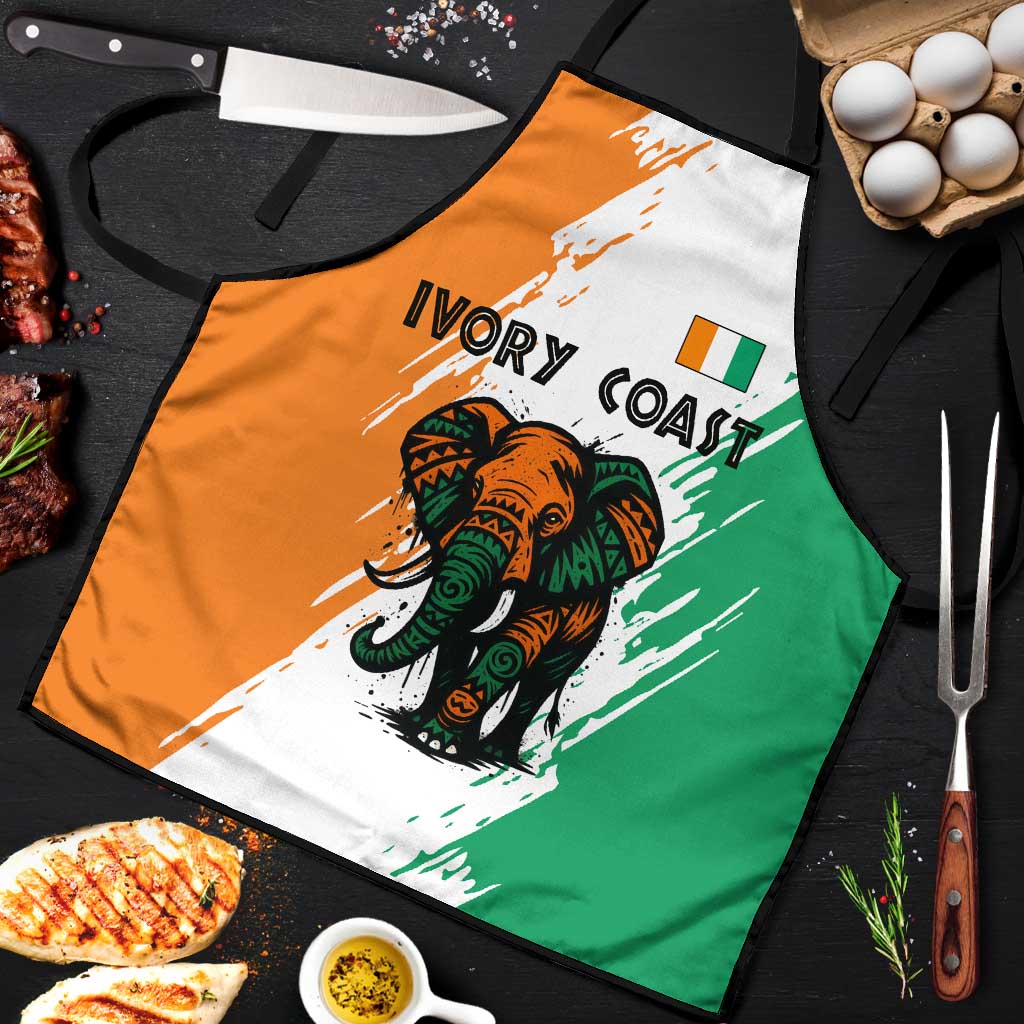 Ivory Coast Apron with Tribal Elephant and Paint Splash Design - Wonder Print Shop