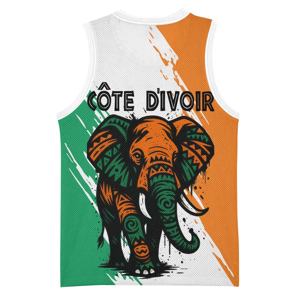 Ivory Coast Basketball Jersey with Tribal Elephant and Paint Splash Design - Wonder Print Shop