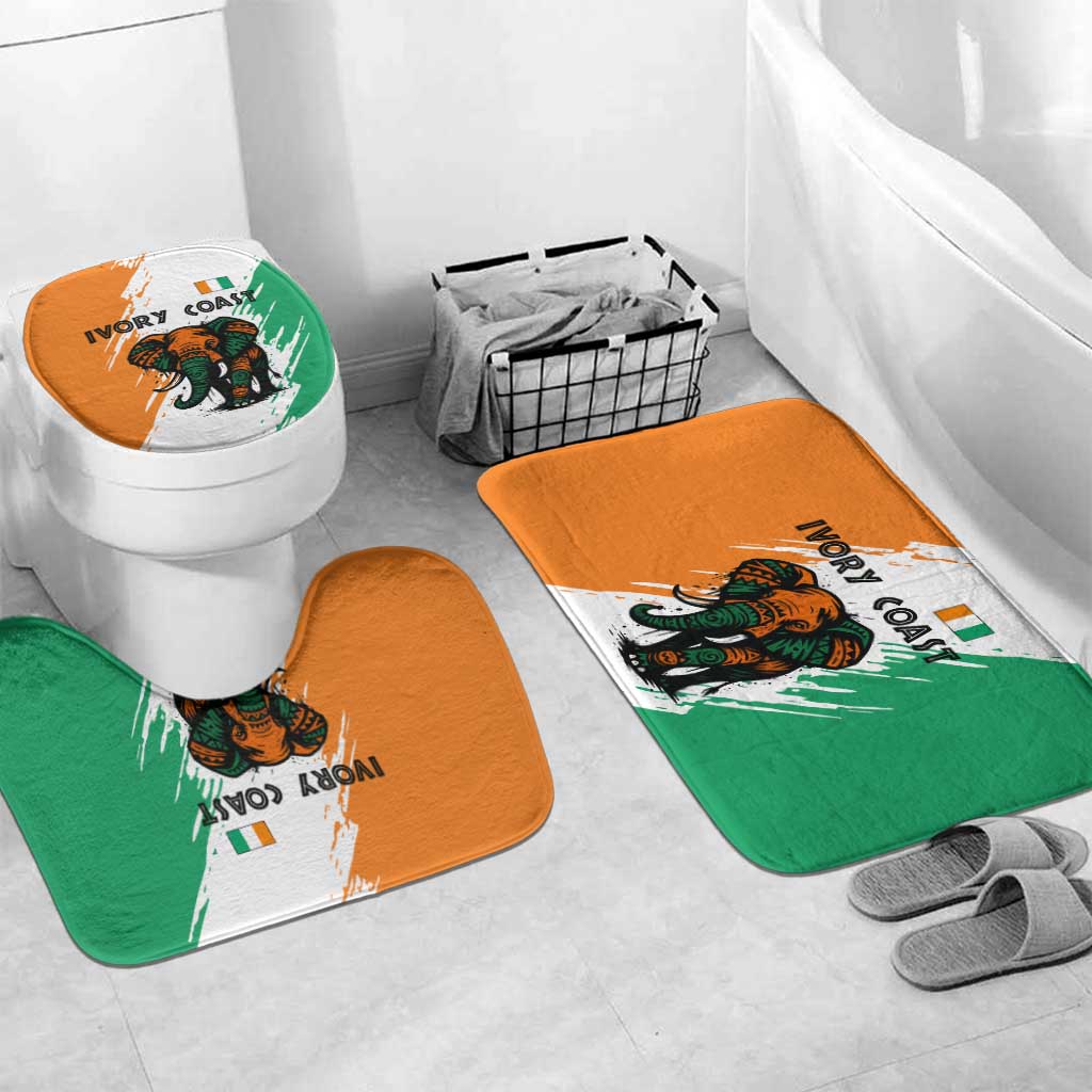 Ivory Coast Bathroom Set with Tribal Elephant and Paint Splash Design - Wonder Print Shop