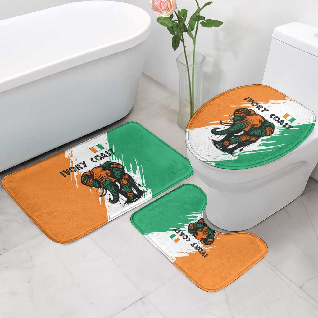 Ivory Coast Bathroom Set with Tribal Elephant and Paint Splash Design - Wonder Print Shop