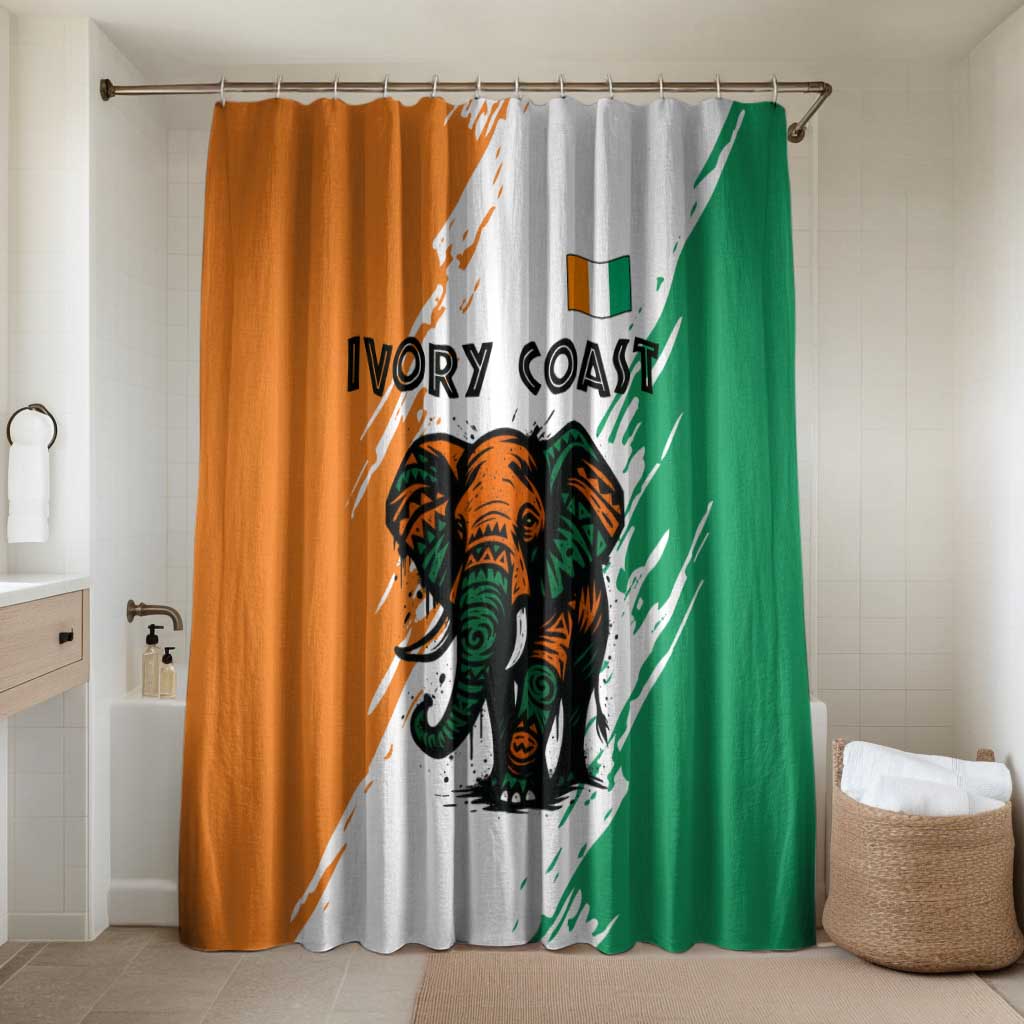 Ivory Coast Bathroom Set with Tribal Elephant and Paint Splash Design - Wonder Print Shop