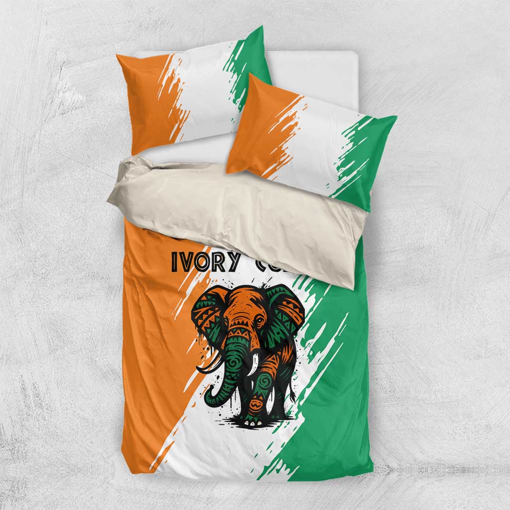 Ivory Coast Bedding Set with Tribal Elephant and Paint Splash Design - Wonder Print Shop