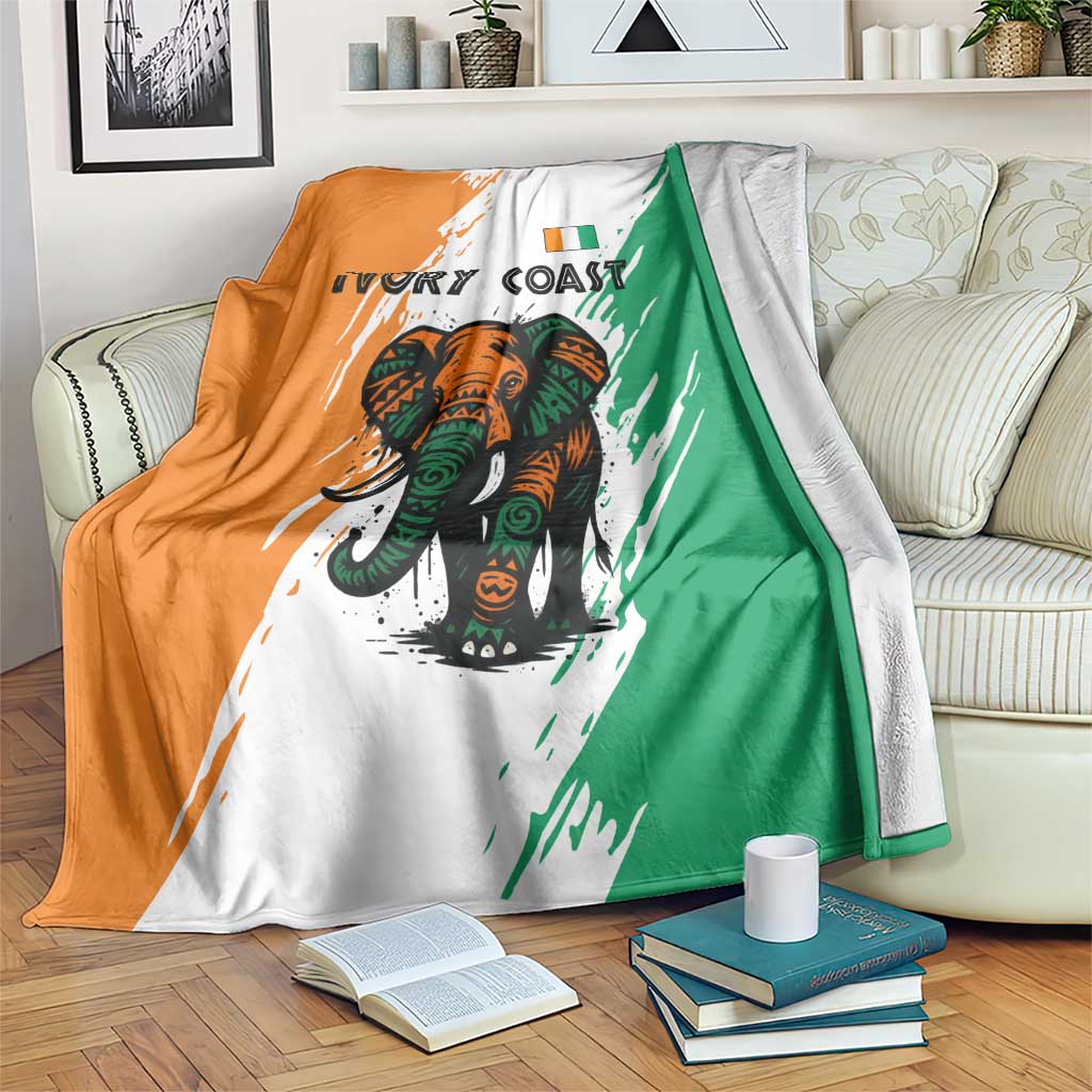 Ivory Coast Blanket with Tribal Elephant and Paint Splash Design - Wonder Print Shop
