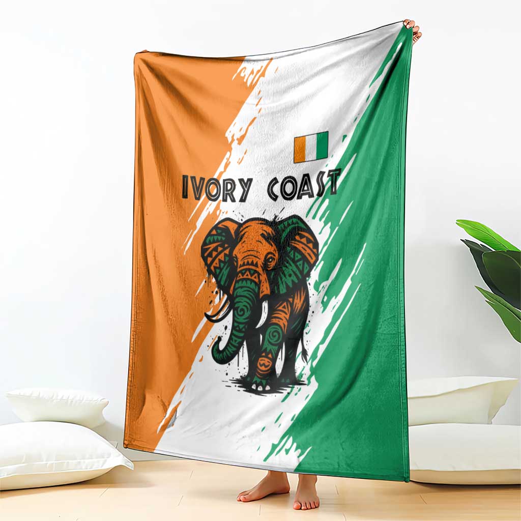 Ivory Coast Blanket with Tribal Elephant and Paint Splash Design - Wonder Print Shop