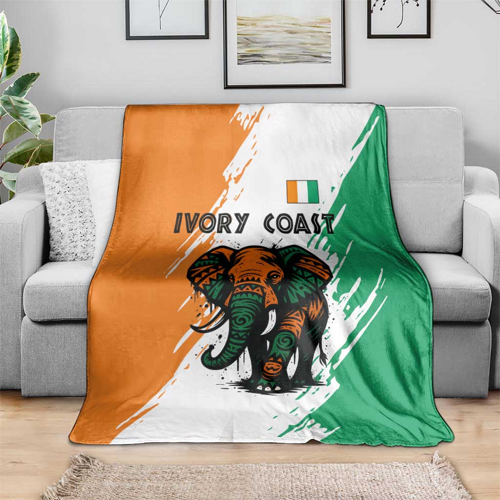 Ivory Coast Blanket with Tribal Elephant and Paint Splash Design - Wonder Print Shop