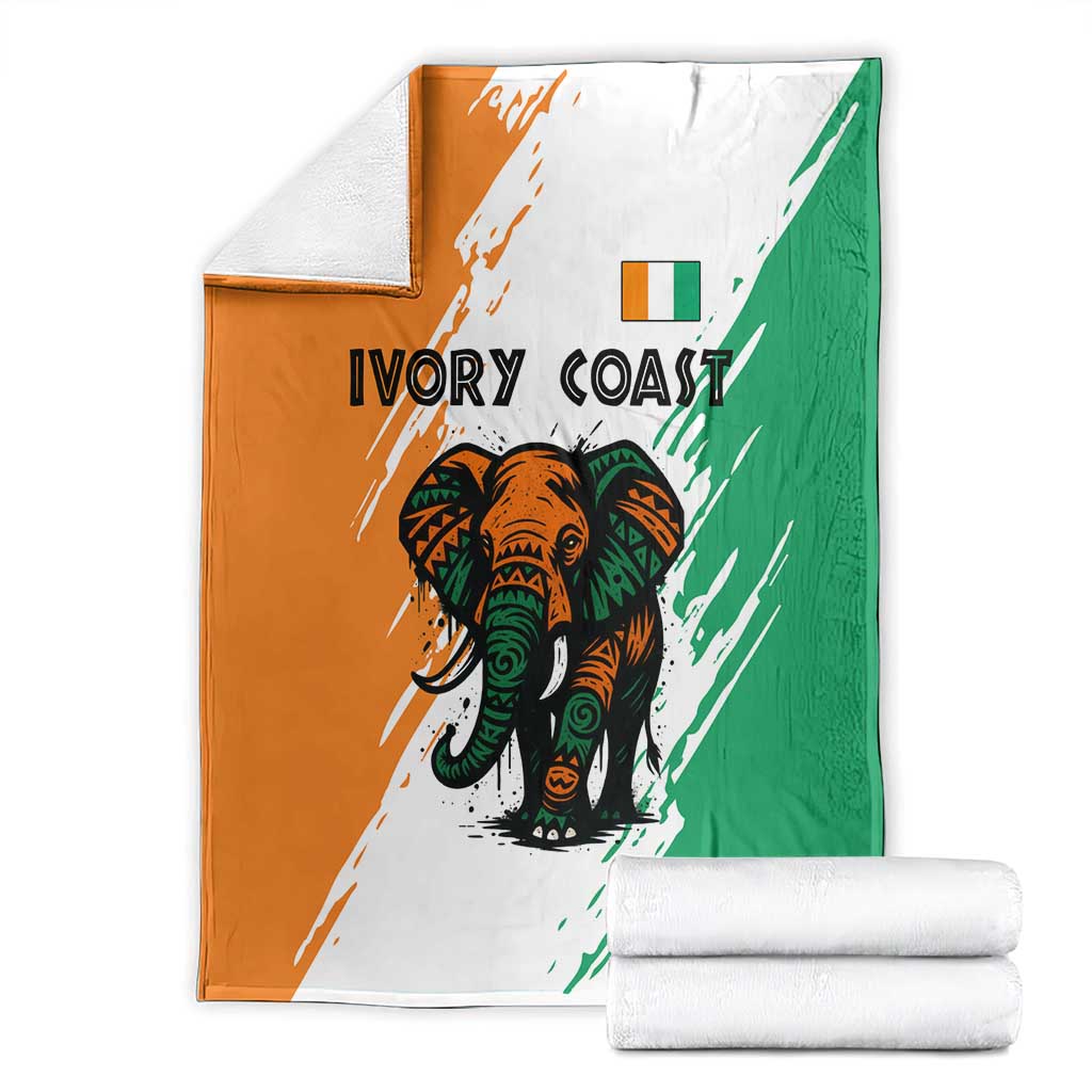 Ivory Coast Blanket with Tribal Elephant and Paint Splash Design - Wonder Print Shop