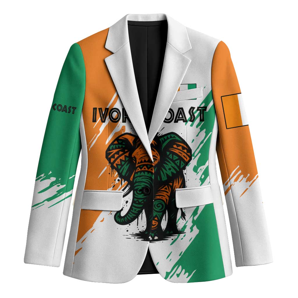 Ivory Coast Blazer with Tribal Elephant and Paint Splash Design - Wonder Print Shop