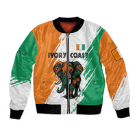 Ivory Coast Bomber Jacket with Tribal Elephant and Paint Splash Design - Wonder Print Shop