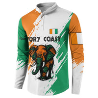 Ivory Coast Button Sweatshirt with Tribal Elephant and Paint Splash Design - Wonder Print Shop