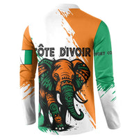 Ivory Coast Button Sweatshirt with Tribal Elephant and Paint Splash Design - Wonder Print Shop