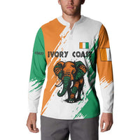 Ivory Coast Button Sweatshirt with Tribal Elephant and Paint Splash Design - Wonder Print Shop