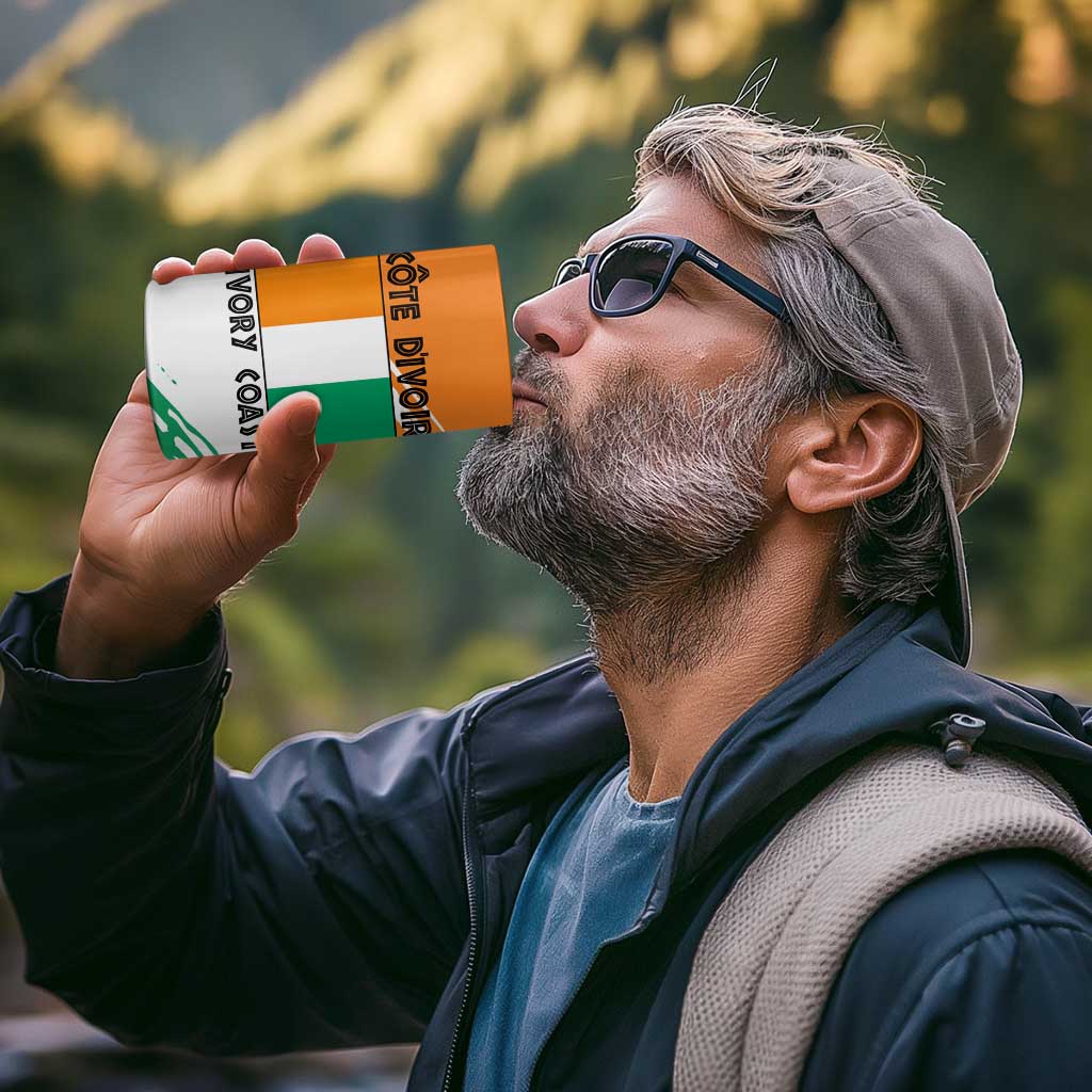 Ivory Coast 4 in 1 Can Cooler Tumbler with Tribal Elephant and Paint Splash Design - Wonder Print Shop