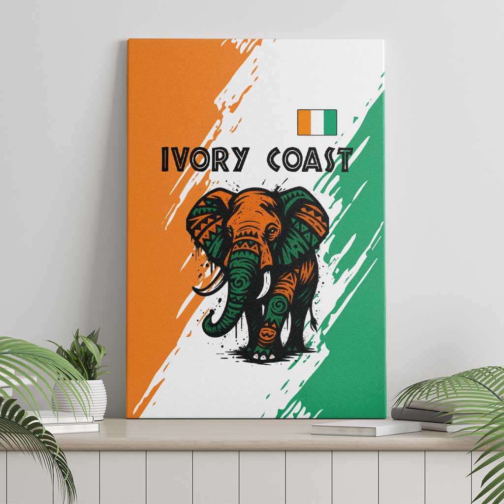 Ivory Coast Canvas Wall Art with Tribal Elephant and Paint Splash Design - Wonder Print Shop
