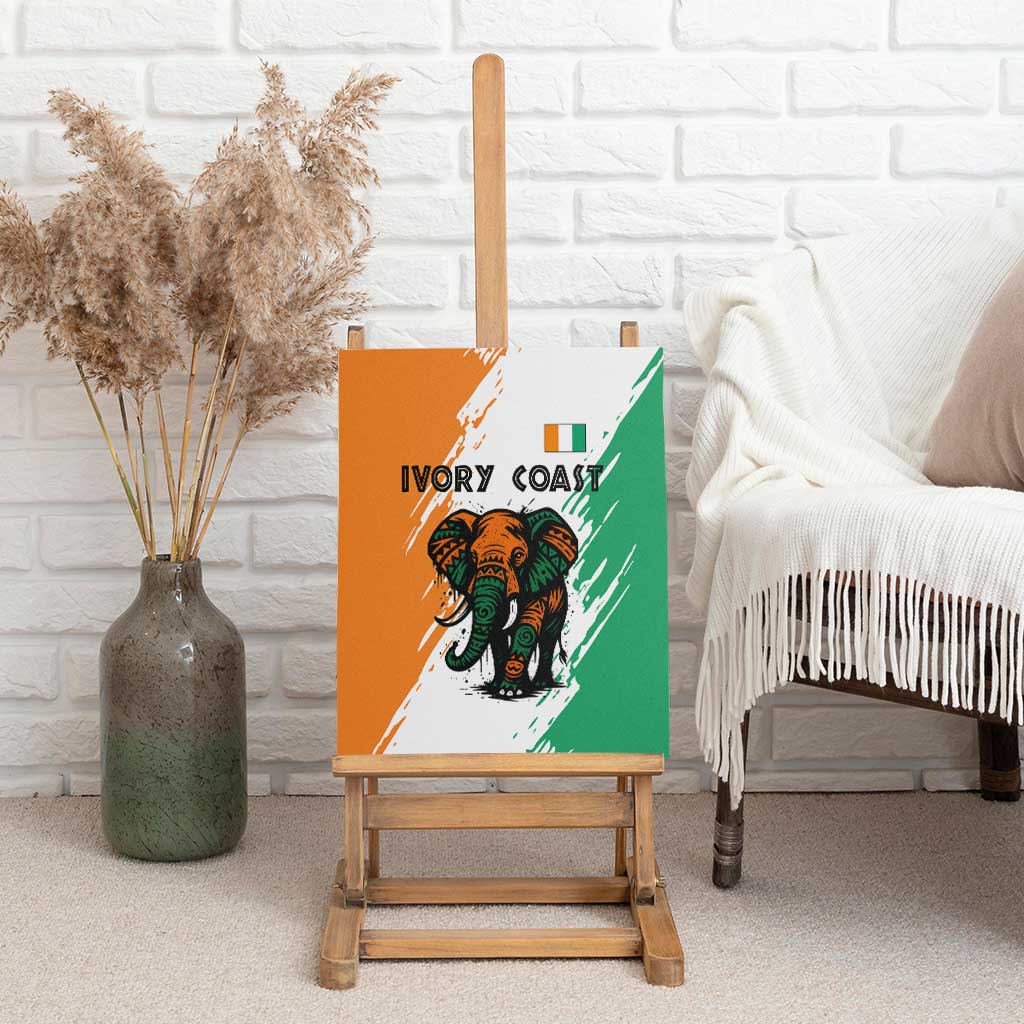 Ivory Coast Canvas Wall Art with Tribal Elephant and Paint Splash Design - Wonder Print Shop