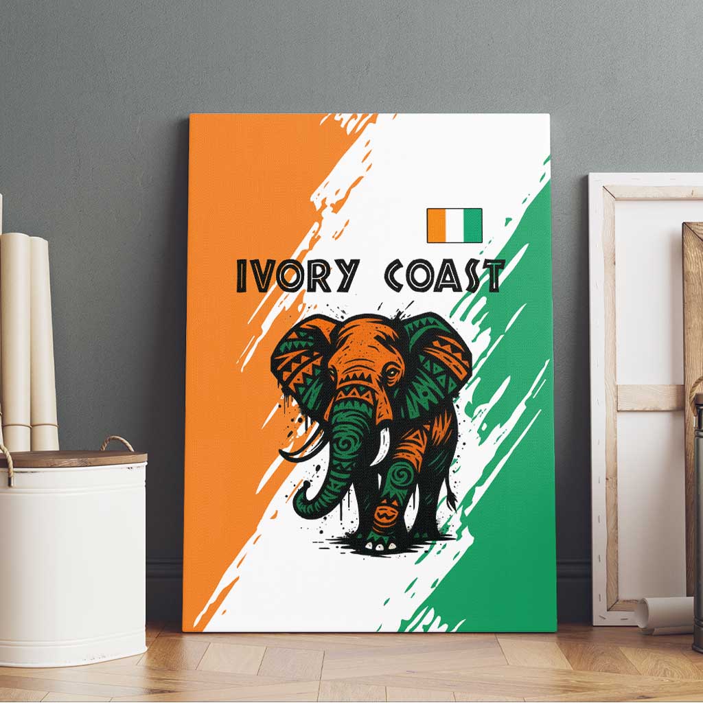 Ivory Coast Canvas Wall Art with Tribal Elephant and Paint Splash Design - Wonder Print Shop