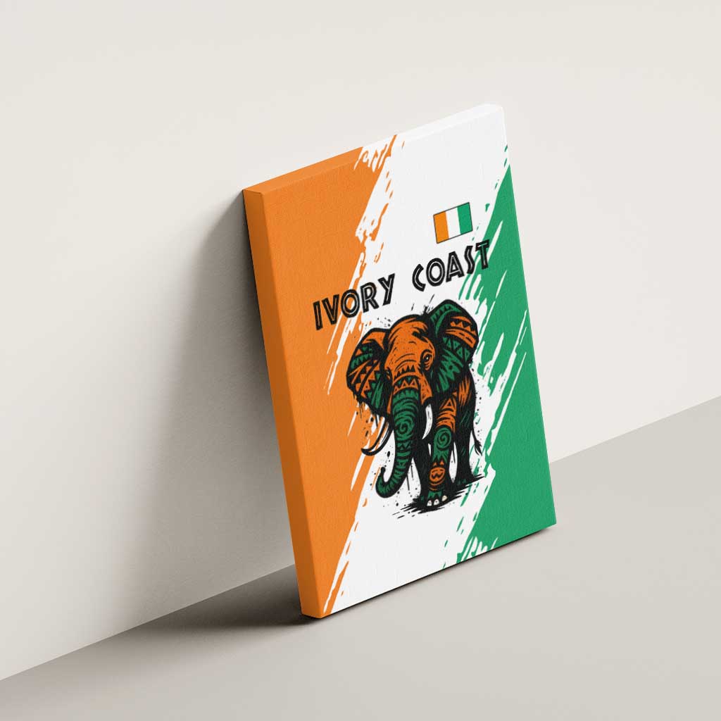 Ivory Coast Canvas Wall Art with Tribal Elephant and Paint Splash Design - Wonder Print Shop