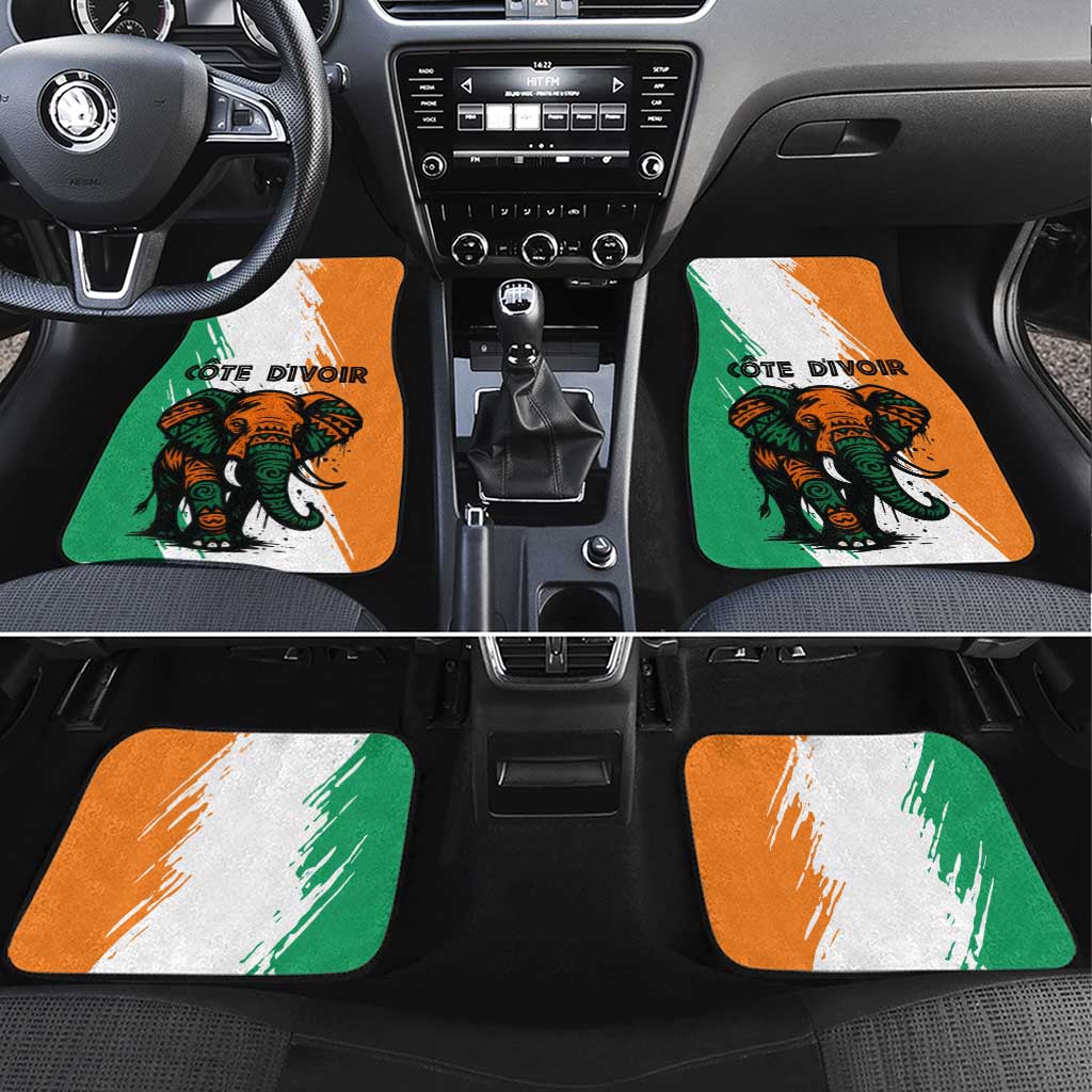 Ivory Coast Car Mats with Tribal Elephant and Paint Splash Design - Wonder Print Shop
