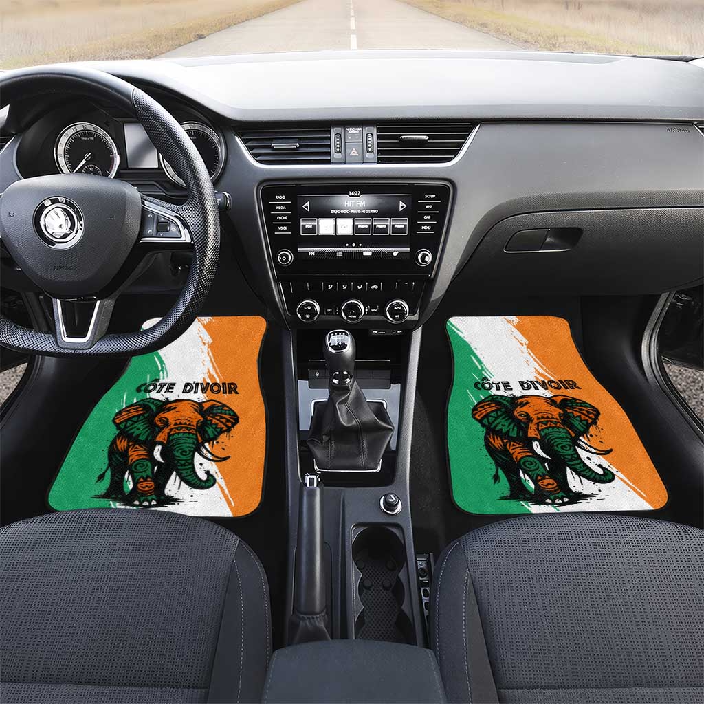 Ivory Coast Car Mats with Tribal Elephant and Paint Splash Design - Wonder Print Shop