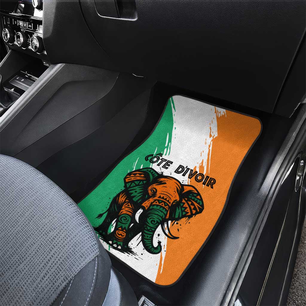 Ivory Coast Car Mats with Tribal Elephant and Paint Splash Design - Wonder Print Shop
