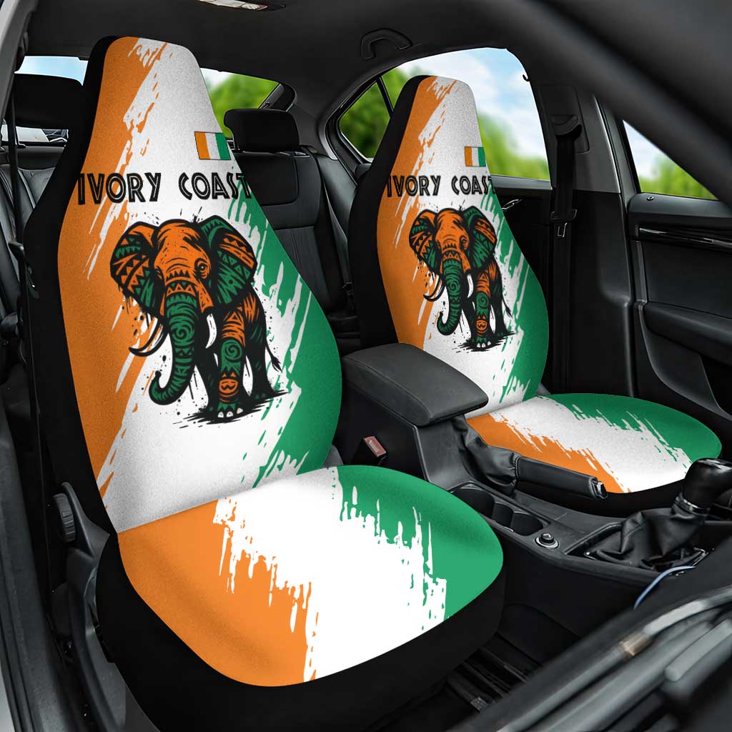 Ivory Coast Car Seat Cover with Tribal Elephant and Paint Splash Design - Wonder Print Shop