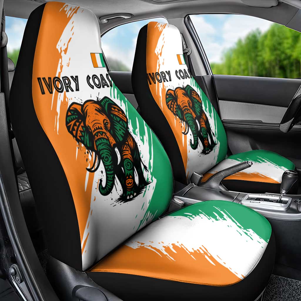 Ivory Coast Car Seat Cover with Tribal Elephant and Paint Splash Design - Wonder Print Shop