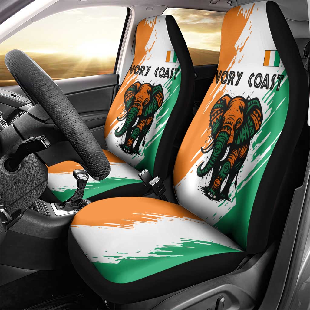 Ivory Coast Car Seat Cover with Tribal Elephant and Paint Splash Design - Wonder Print Shop