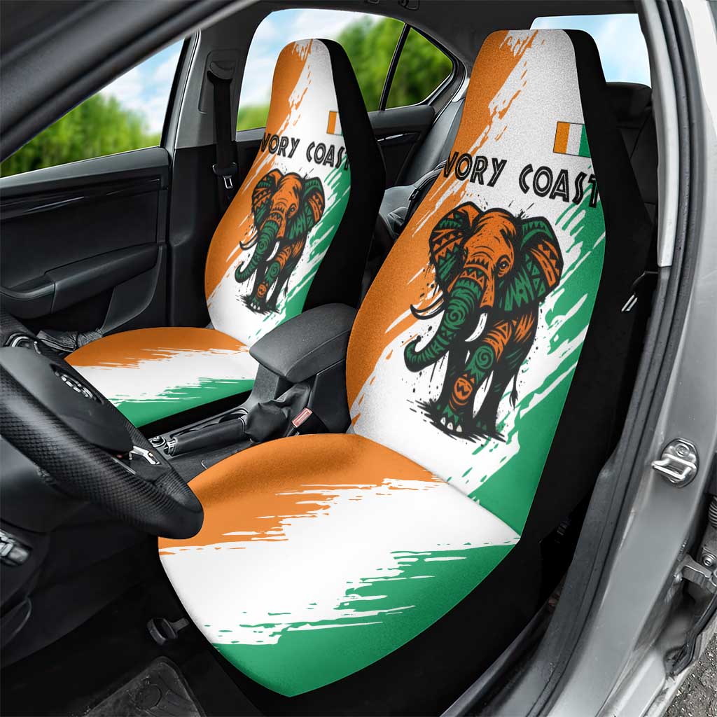 Ivory Coast Car Seat Cover with Tribal Elephant and Paint Splash Design - Wonder Print Shop