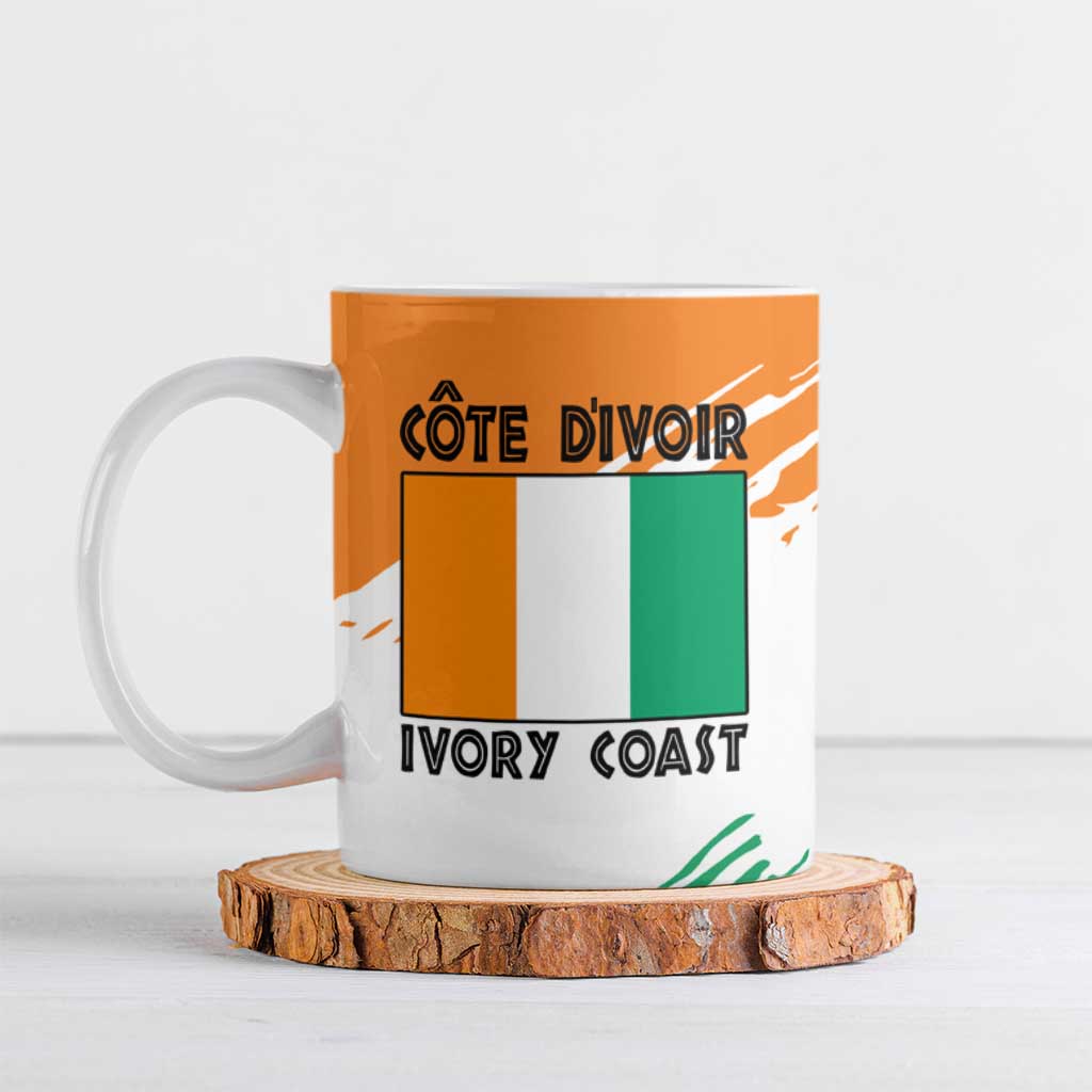 Ivory Coast Ceramic Mug with Tribal Elephant and Paint Splash Design - Wonder Print Shop